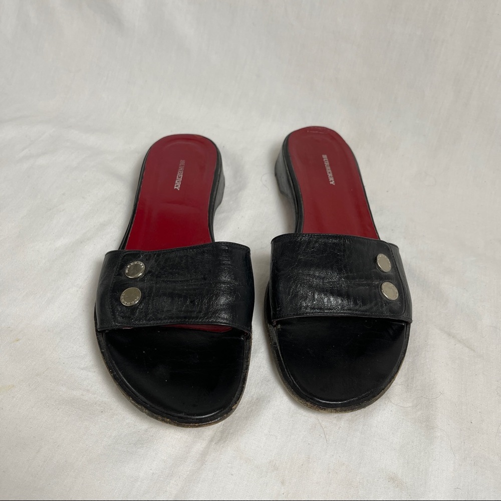 Burberry Black 2 Button Flat Slides - image 2
